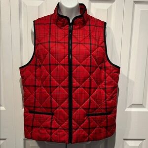 Jones New York Red/Black Plaid Quilted Vest Size XL